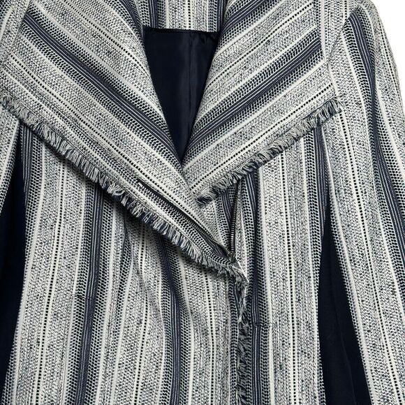 Ivanka Trump Women's Blue Striped Tweed Fringe Zip Blazer Jacket Size 6 NWT - Picture 4 of 11